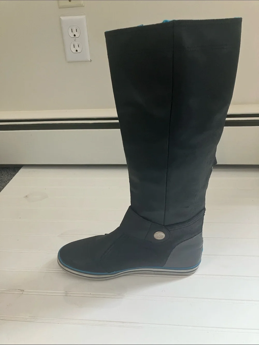 Nike Black Over-the-Knee Athletic Leather Boot